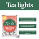 image 2 of Bolsius Tea Lights Pack of 75 White Unscented Decorative Ambient Candles