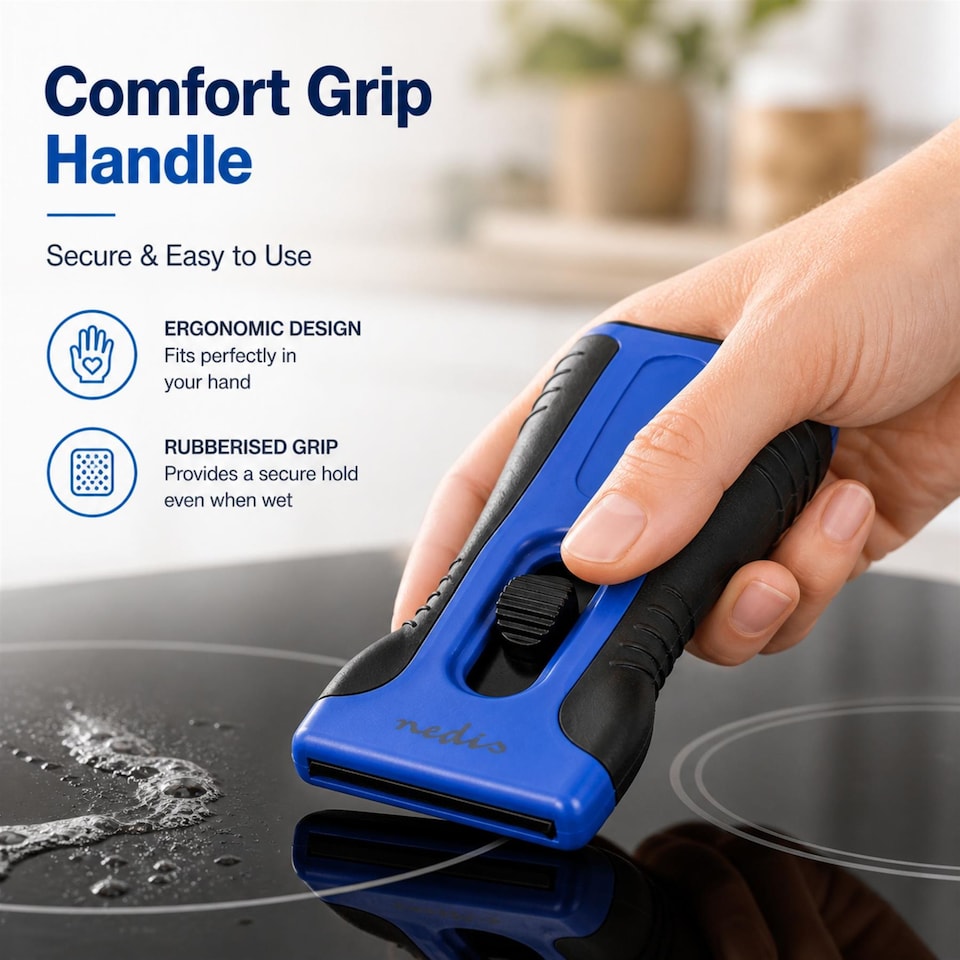 image 1 of Nedis Vitroceramic Hob Cleaning Scraper - Glass Hob Cleaner Tool, Removes Burnt Food, Includes 4 Spares