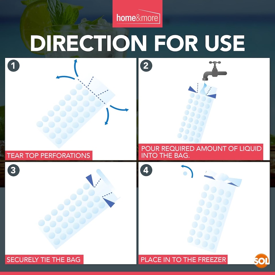 image 1 of 50pk Ice Cube Freezer Bags – Makes 1,400 Cubes, Food-Grade Odour-Free Ice Bags for Freezing, Storage & Party Drinks