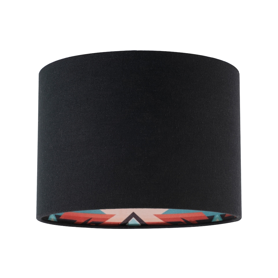 image 1 of Modern Colourful Aztec Designed Lamp Shade with Black Linen Fabric