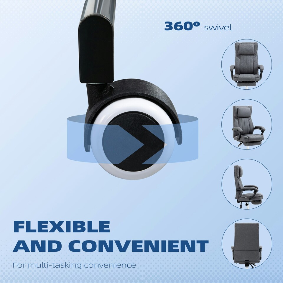 image 1 of HOMCOM Executive Office Chair Reclining Office Chair with Headrest Dark Grey
