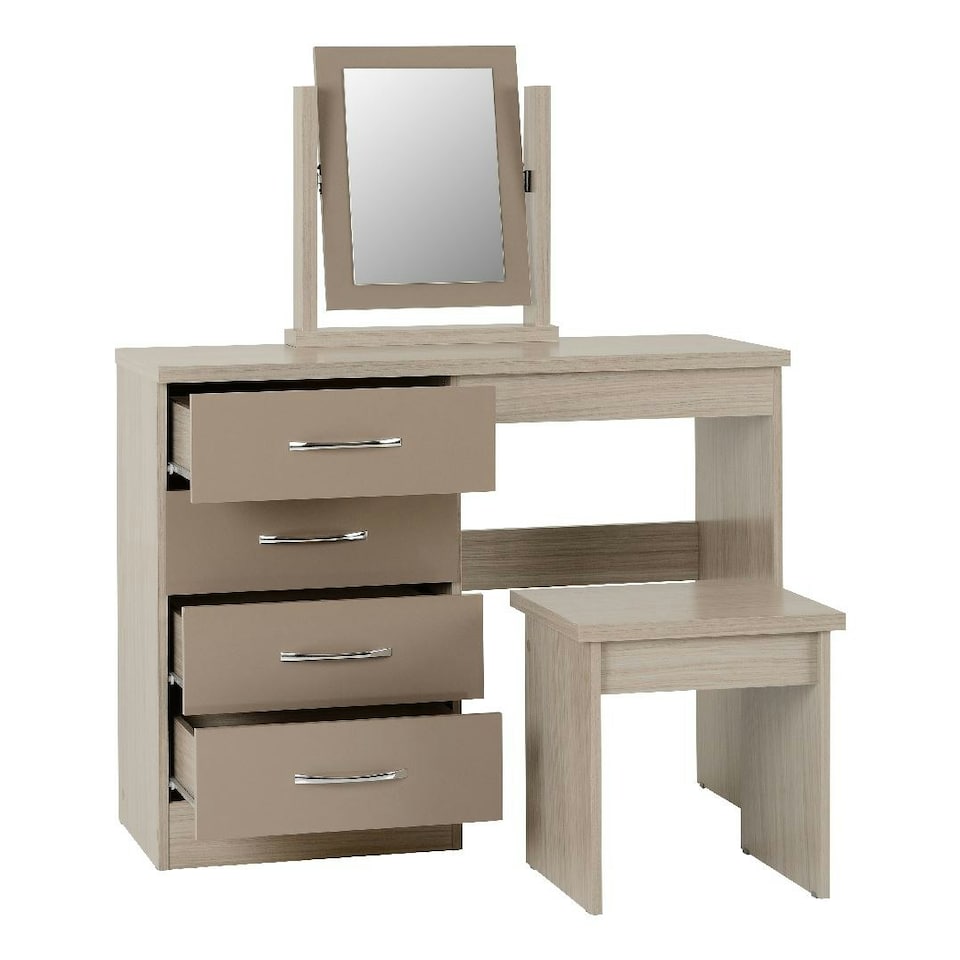image 1 of Nevada 4 Drawer Dressing Table Set Black | Black Wood Grain