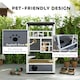 image 6 of PawHut Wooden Outdoor Cat House 3-Tier Kitten Shelter w/ Tilted Roof Grey