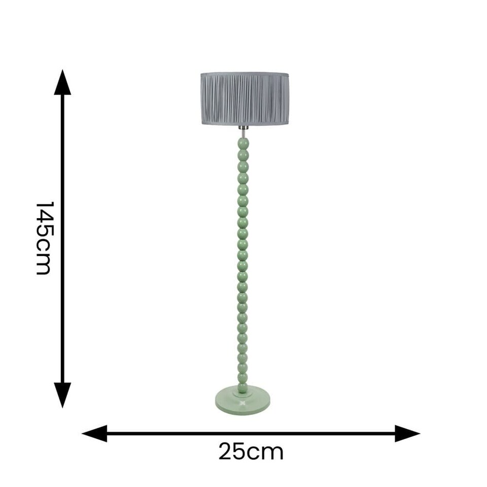 image 1 of ValueLights Bobbins Sage Green Floor Lamp Pleat Powder Blue Shade | Green | Blue