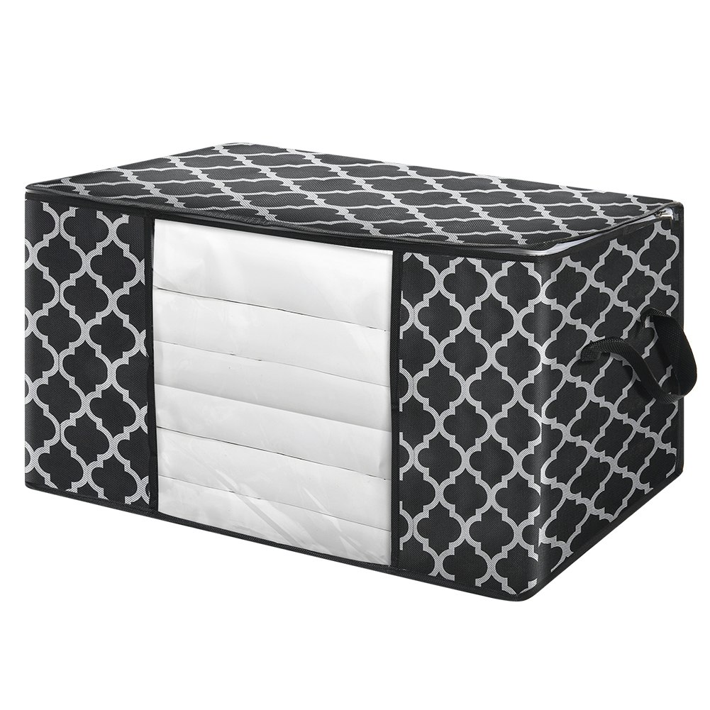 Living and Home Foldable Fabric Clothes Organizer Bag with Window - Black | Multi
