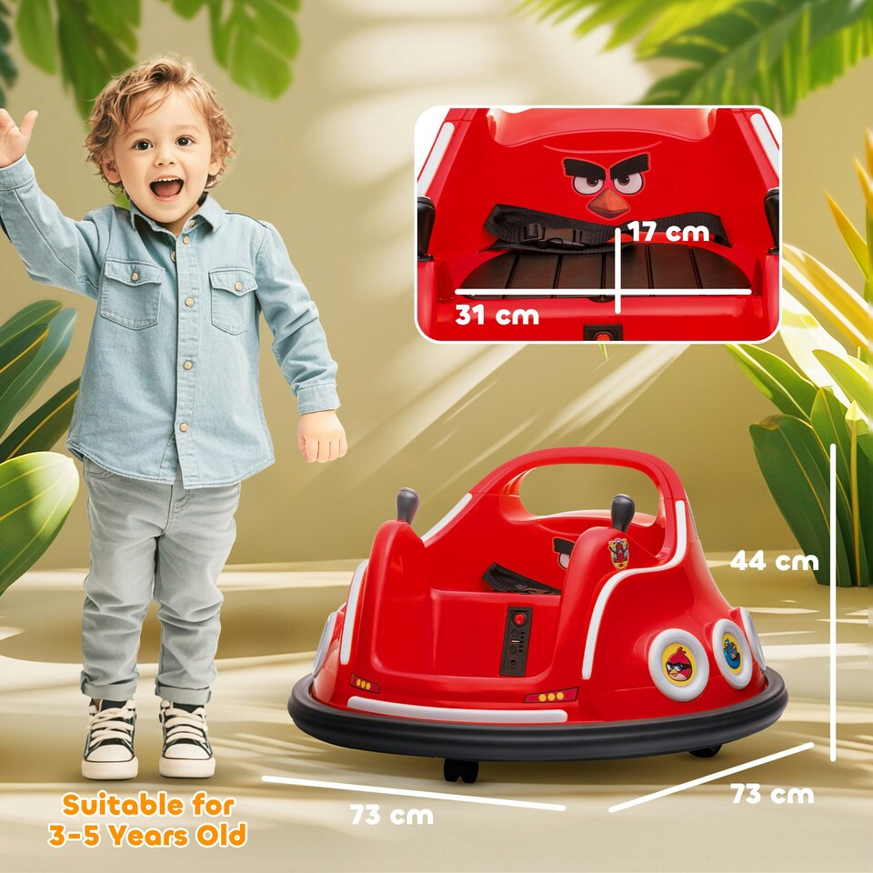 image 1 of AIYAPLAY Angry Bird Licensed Bumper Car for Kids w/ Joysticks, Red