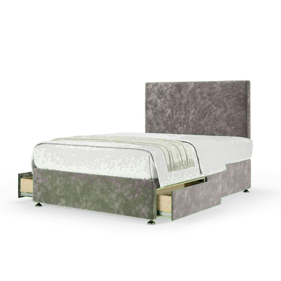 Silver Chenille 2 Drawer Divan Base and Valencia Headboard Single