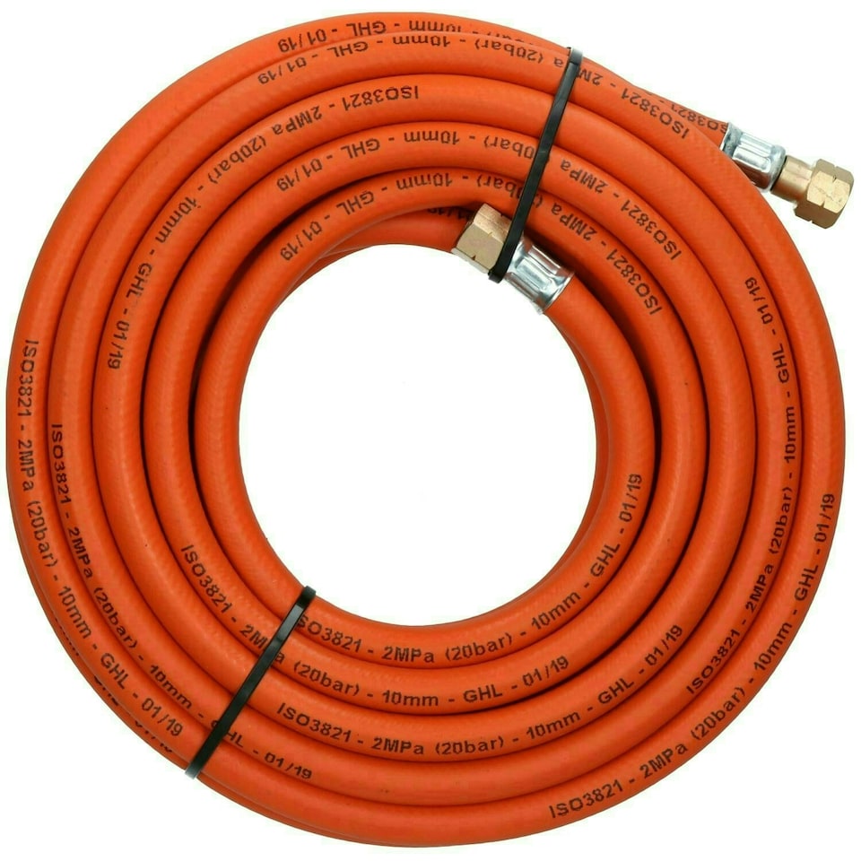 image 1 of Single Propane Fitted Rubber Hose Pipe Cutting & Welding 10M 3/8" BSP Gas