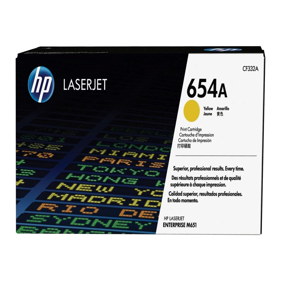 HP 654A Yellow Standard Capacity Toner 15K pages for HP Color LaserJet Enterprise M651 - CF332A N/A