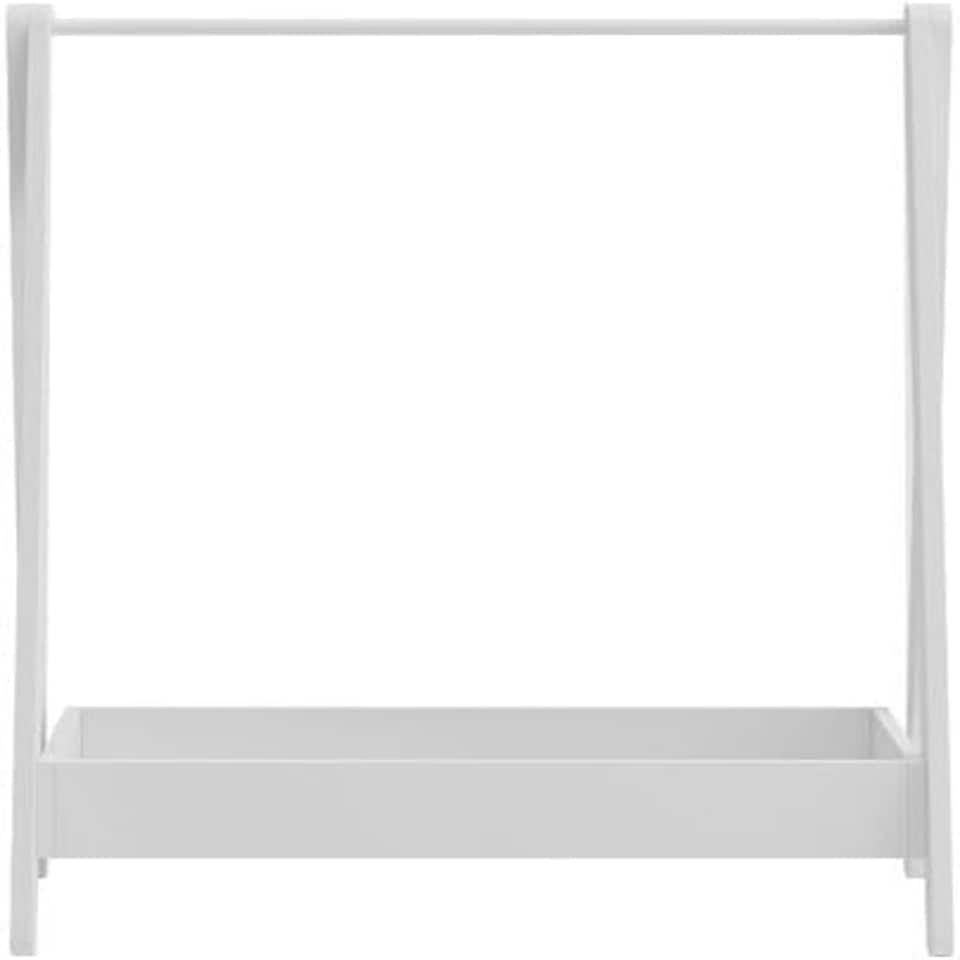 image 1 of Kids Wooden Hanging Dress Up Clothes Rail Rack Display Stand Extra Storage Shelf | White | White