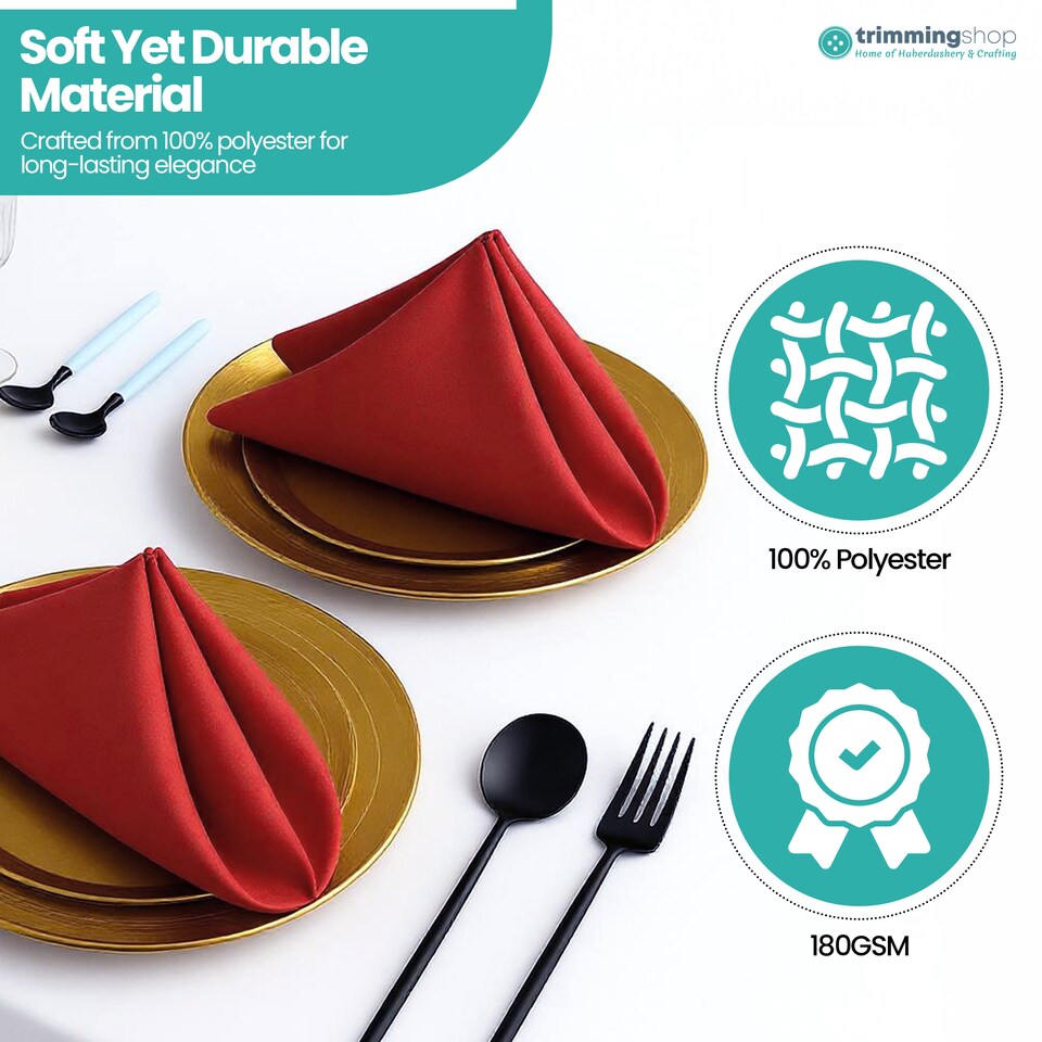 image 1 of 1pc Polyester Table Napkins, Wrinkle-Resistant Cloth Napkin - 20 Inch