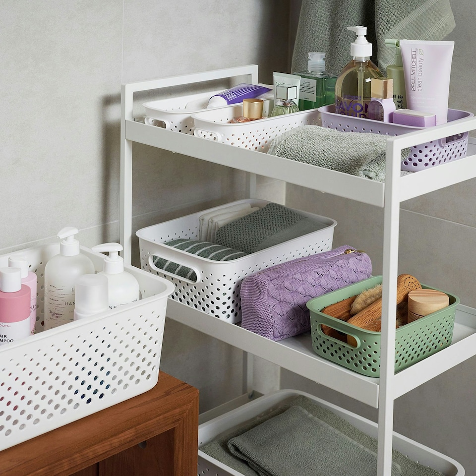 image 1 of SmartStore Essence Medium White Organiser Tray Storage Basket, 5.6L White