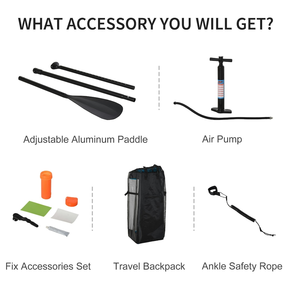 image 1 of HOMCOM 10ft Inflatable Stand-Up Paddle Board SUP Accessories Carry Bag Blue Blue