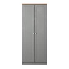 Surrey Double Wardrobe in Dusk Grey & Bardolino Oak (Ready Assembled) | Grey | Dusk Grey & Bardolino Oak