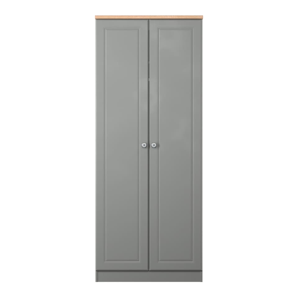 image 1 of Surrey Double Wardrobe in Dusk Grey & Bardolino Oak (Ready Assembled) | Grey | Dusk Grey & Bardolino Oak
