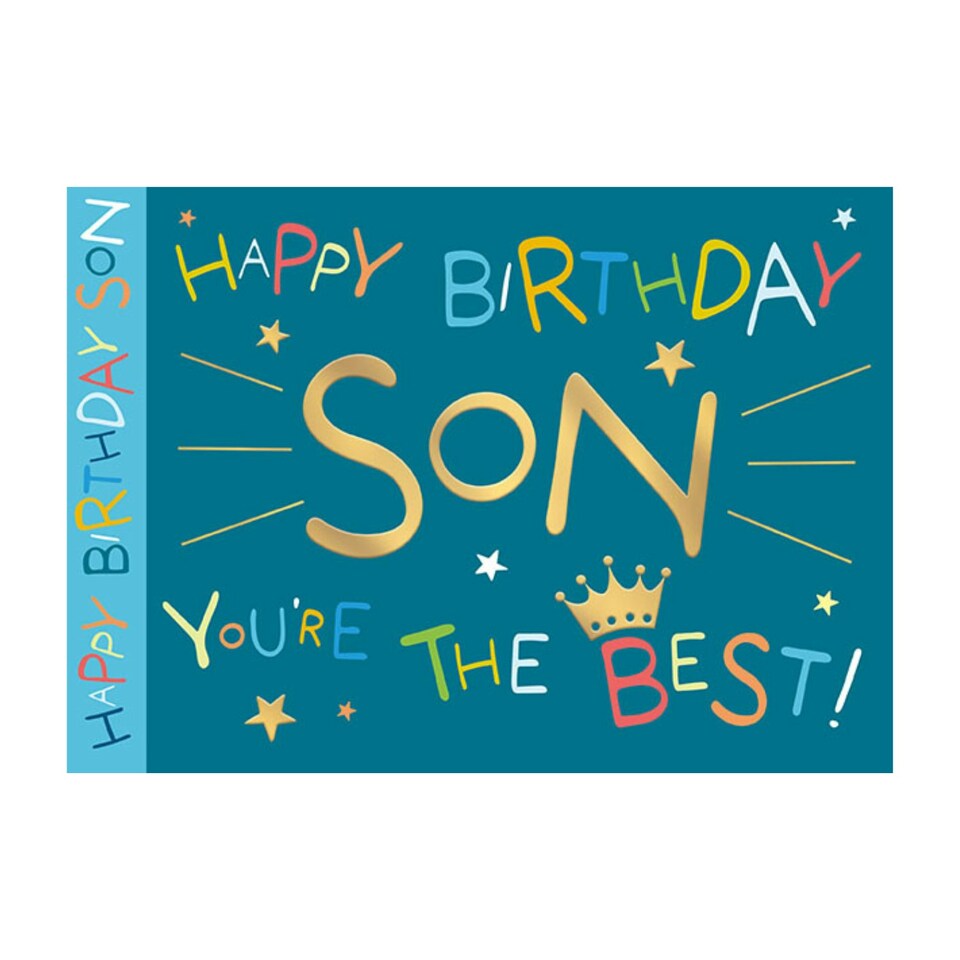 image 1 of Words 'n' Wishes Birthday Card for Son, Foiled Letters, Multicoloured, 22 x 15.8 cms