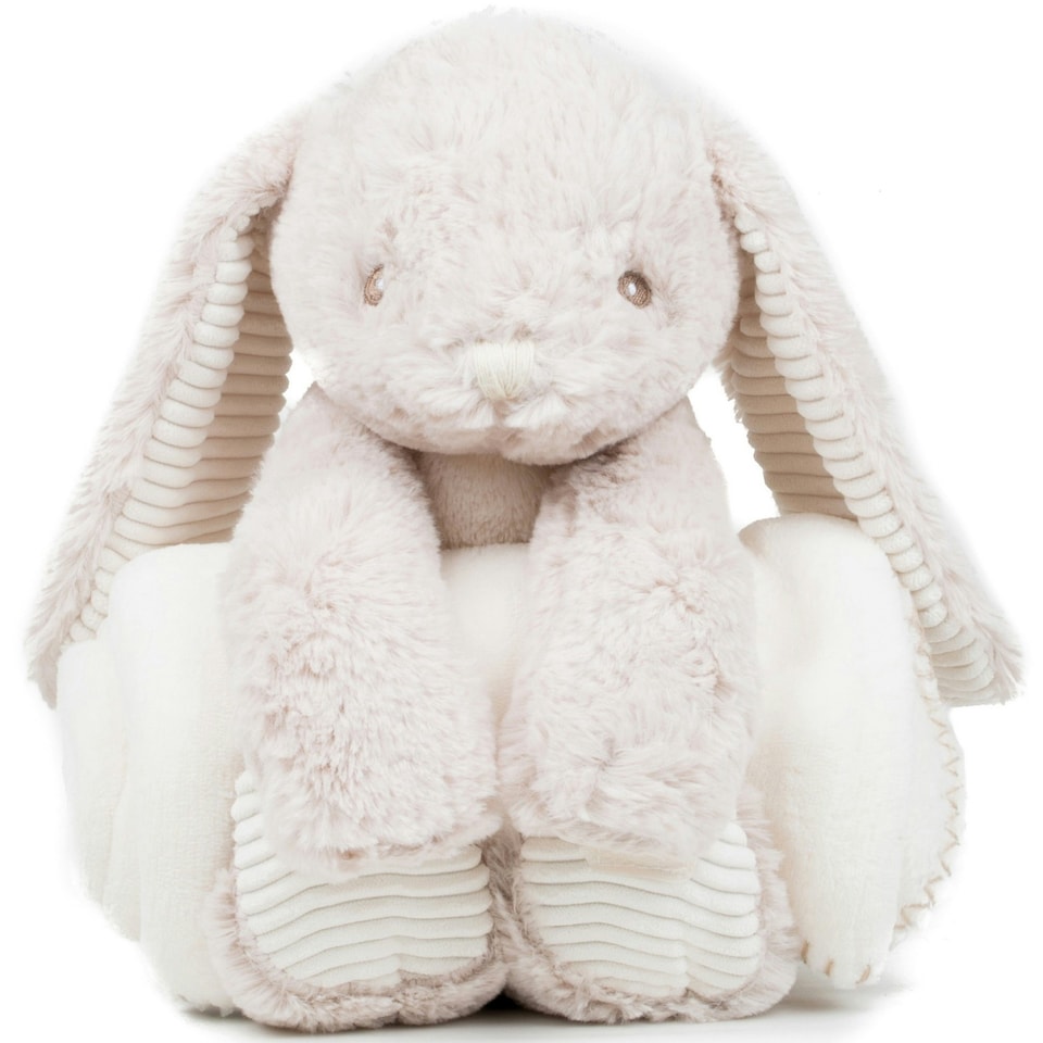 image 1 of Mumbles Childrens/Kids Cute Plush Rabbit Toy With Blanket - Cream - One Size