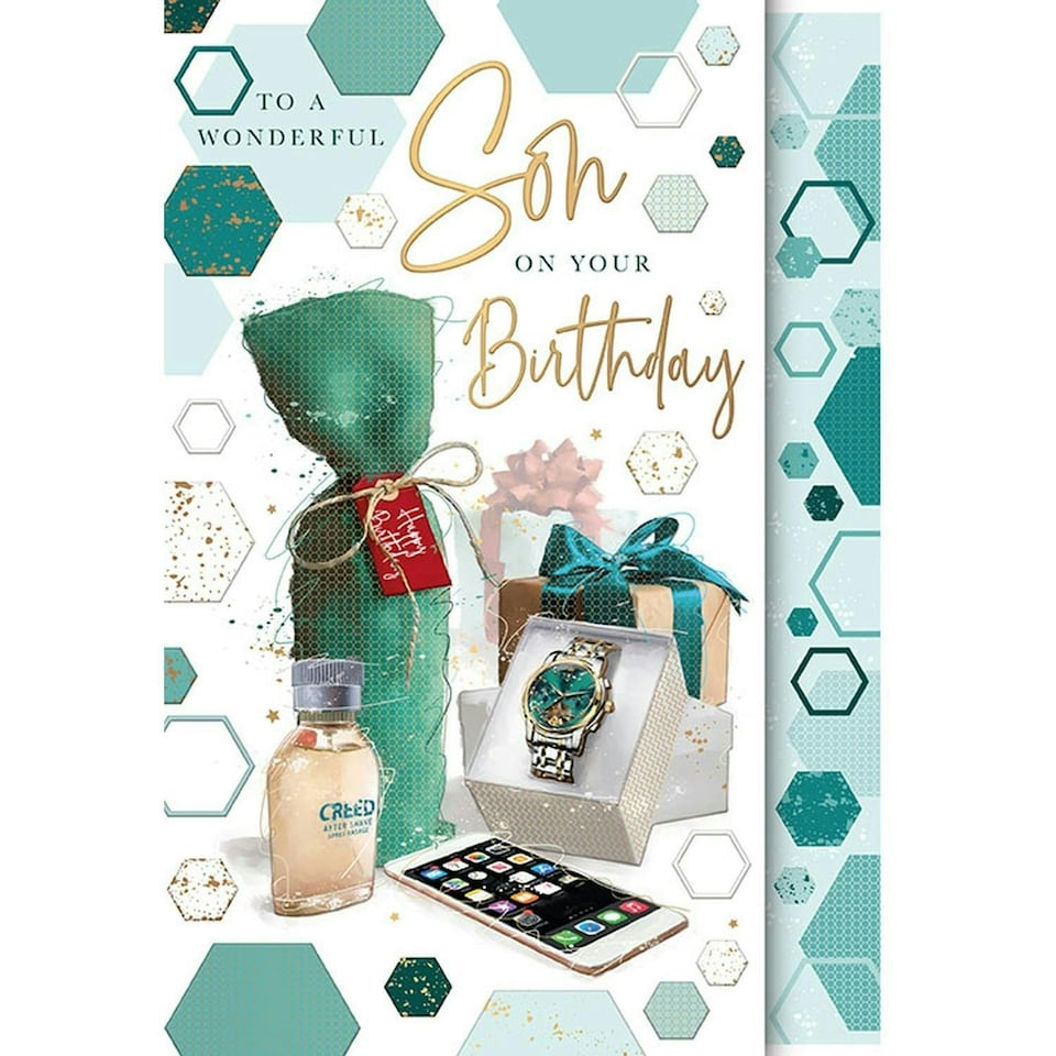 Words 'n' Wishes Traditional Son Birthday Card, Birthday Card Son, Multi-Coloured, 26.6 x 18.6 cms