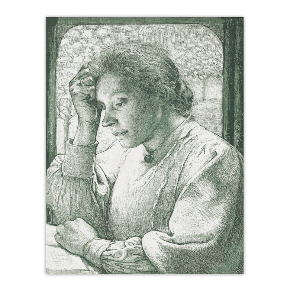 image 1 of Richard Roland Holst Framed Wall Art Pencil Portrait of Henriette Home Décor