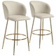 image 1 of Bar Stool Luana - with backrest, velvet look and padded | Cream | cream/gold | 60 x 51 x 106 cm | 2