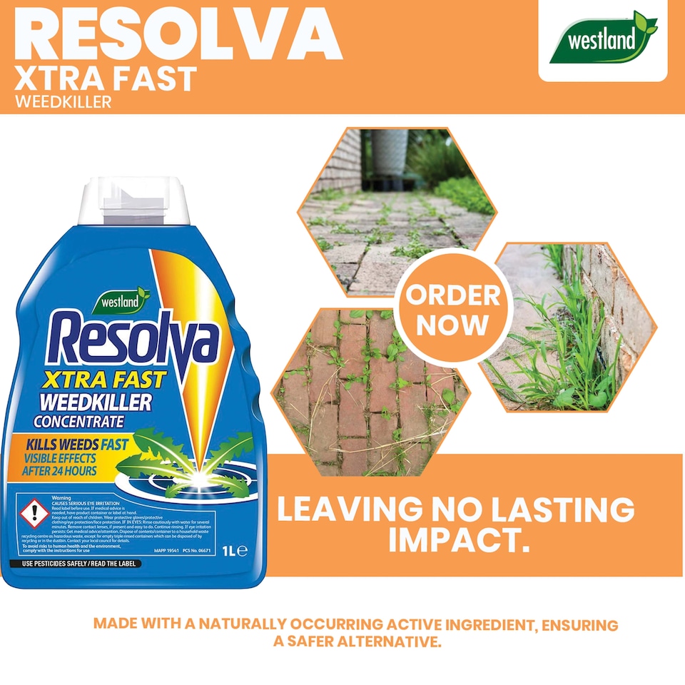 image 1 of Resolva Xtra Fast Weedkiller 1L Concentrate Fast Acting Weed Control Non Glyphosate Formula Garden Weed Treatment
