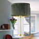 image 8 of Set of 2 Aura - Satin Brass Lamps with Green Pleated Velvet Shades Bronze | Green