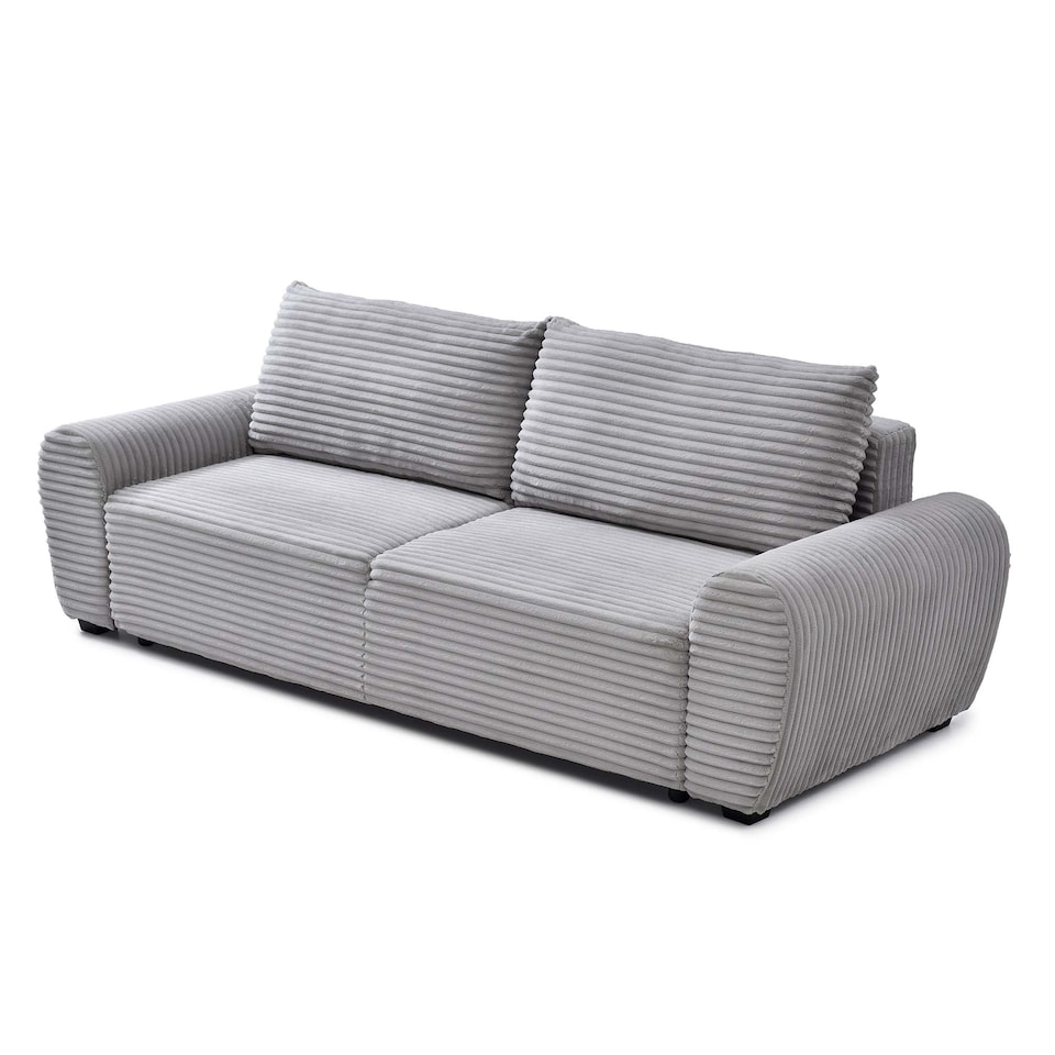 image 1 of Freya 3 Seater Corduroy Sofa Bed | Grey | Light Grey | Three Seater