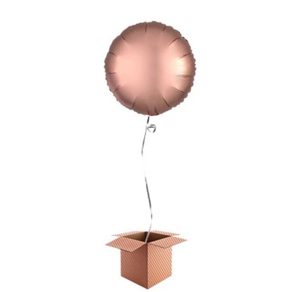 Rose Copper Satin Luxe Round Foil Helium Balloon - Inflated Balloon in a Box
