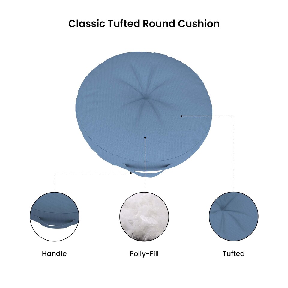 image 1 of Covers&All Round Chair Cushions with Handle, Thick Outdoor Indoor Cushion and Floor Pillow for Patio, Sky Blue