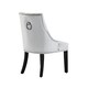 image 4 of Set of 6 Velvet Dining Chairs Ergonomic Scoop Knockerback & Button Tufted Wood Legs Grey | Light Grey