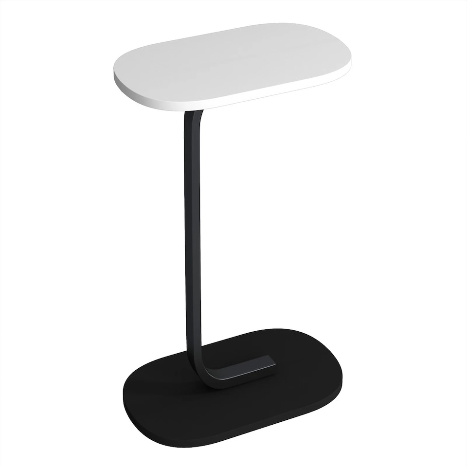 image 1 of C Shaped Oval Side End Wood & Metal Table Bedside Couch Sofa Living Room Bedroom | Multi | White