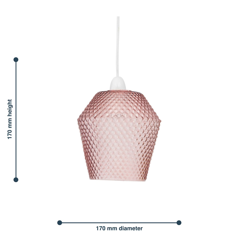 image 1 of Set of 2 Porter - Pink Textured Glass Easy Fit Pendant Shades Pink