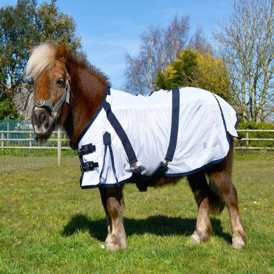 image 1 of Rhinegold Mini Fly Rug with Detachable Neck Cover White | Colour: White
Size: 3ft 6