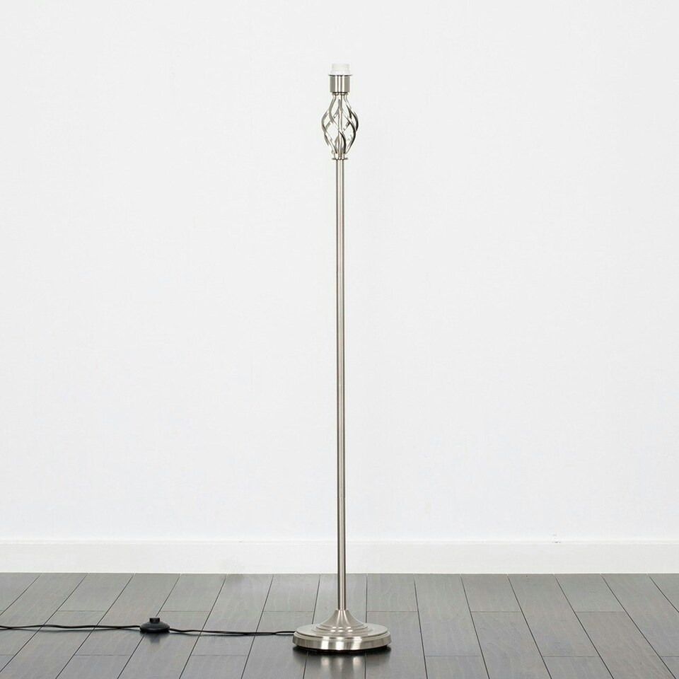 image 1 of ValueLights Traditional Style Satin Nickel Barley Twist Floor Lamp Base | Chrome