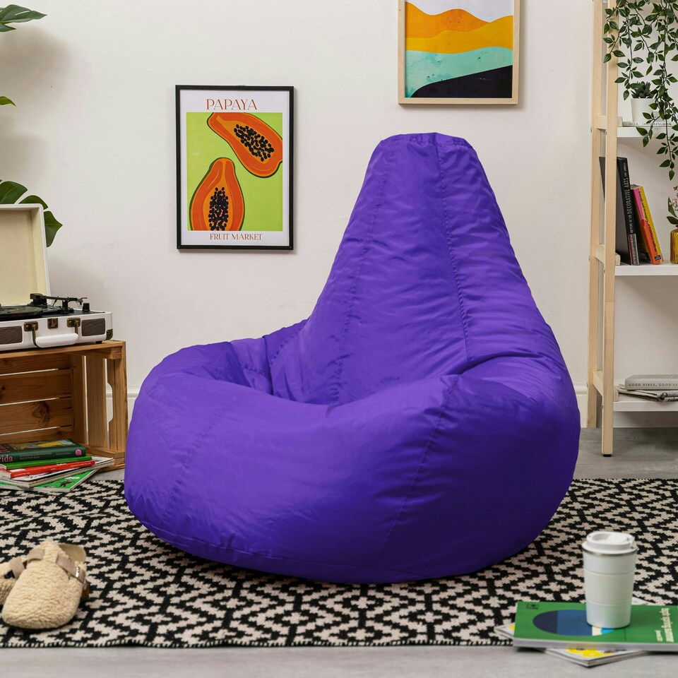 image 1 of icon Recliner Indoor Outdoor Bean Bag Purple Bean Bag Chair Purple | Purple