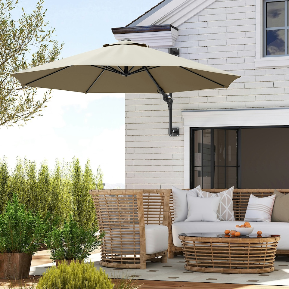 image 1 of Outsunny Sun Parasol with Vent, Wall Umbrella for Patio, Garden, Pool Orange | Orange