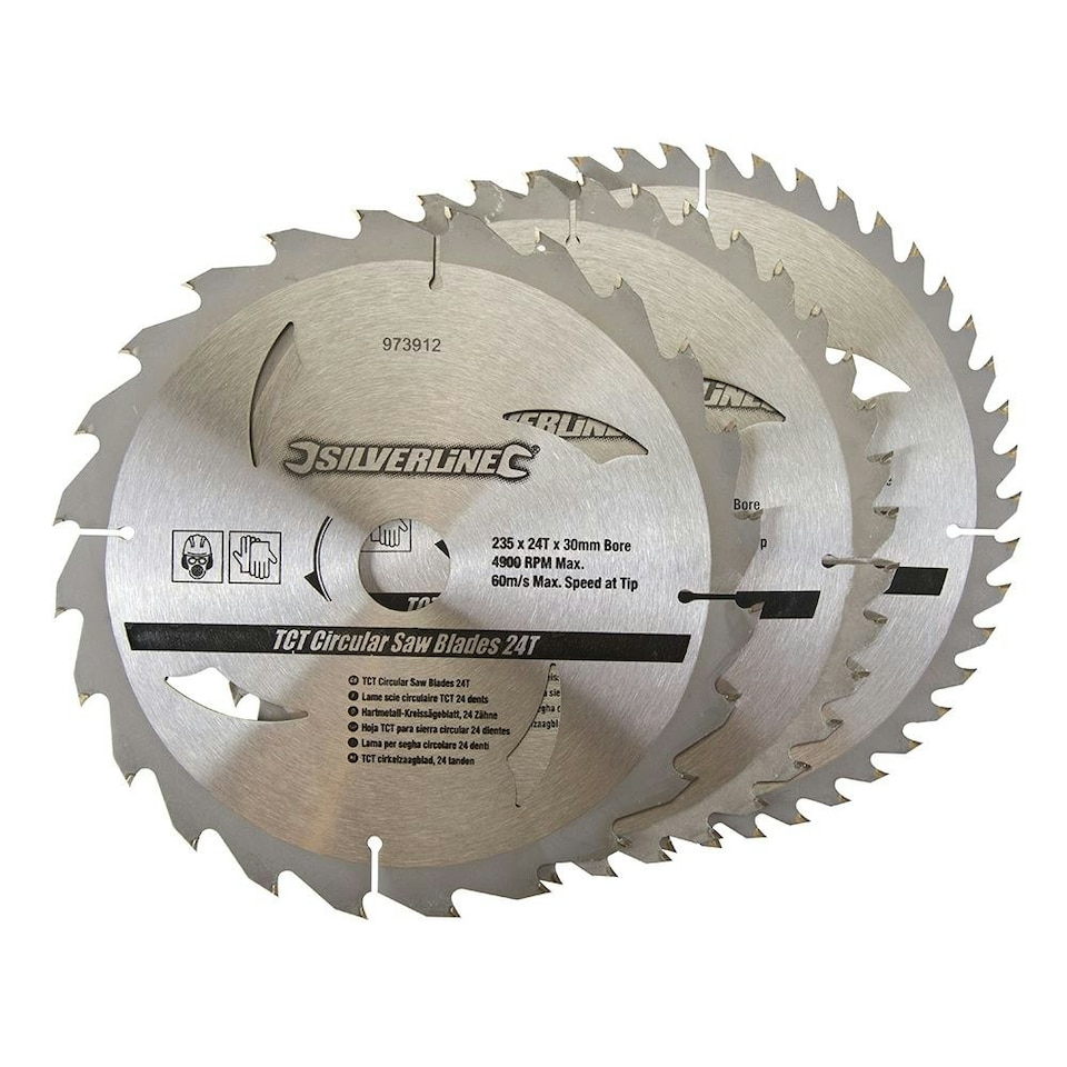 Silverline - TCT Circular Saw Blades 24, 40, 48T 3pk