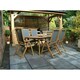 image 2 of Ellipse 6 Seater Dining Set with Folding High Back Armchairs and Fixed Leg Table - Acacia Hardwood