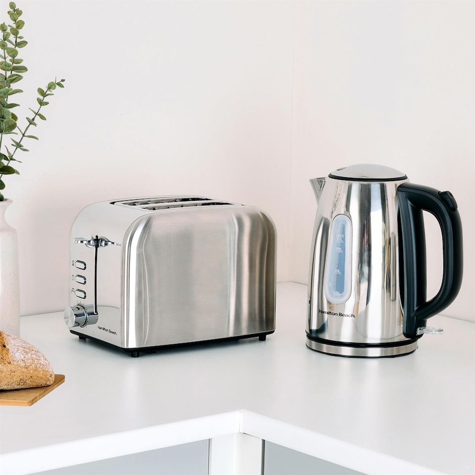 image 1 of Hamilton Beach Rise Kettle & 2 Slice Toaster Set - Polished