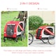 image 5 of PawHut 2-In-1 Dog Bike Trailer Stroller w/ Universal Wheel Reflector Flag Red