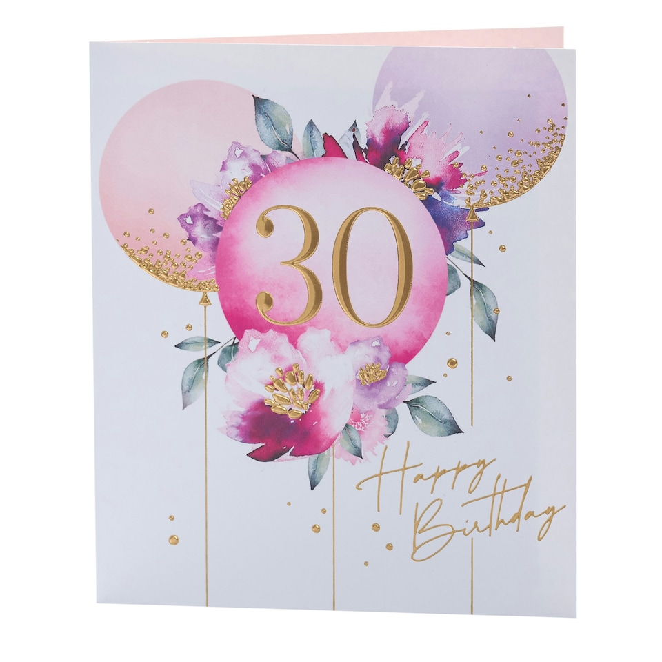 image 1 of 30th Birthday Card - Balloons