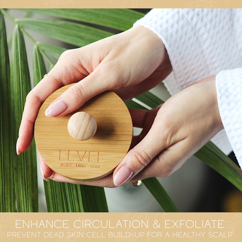 image 1 of LEVEL Wellbeing Bamboo Scalp Massager