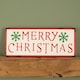 image 4 of 57cm Metal Merry Christmas Hanging Sign in Red & White with Green Snowflakes