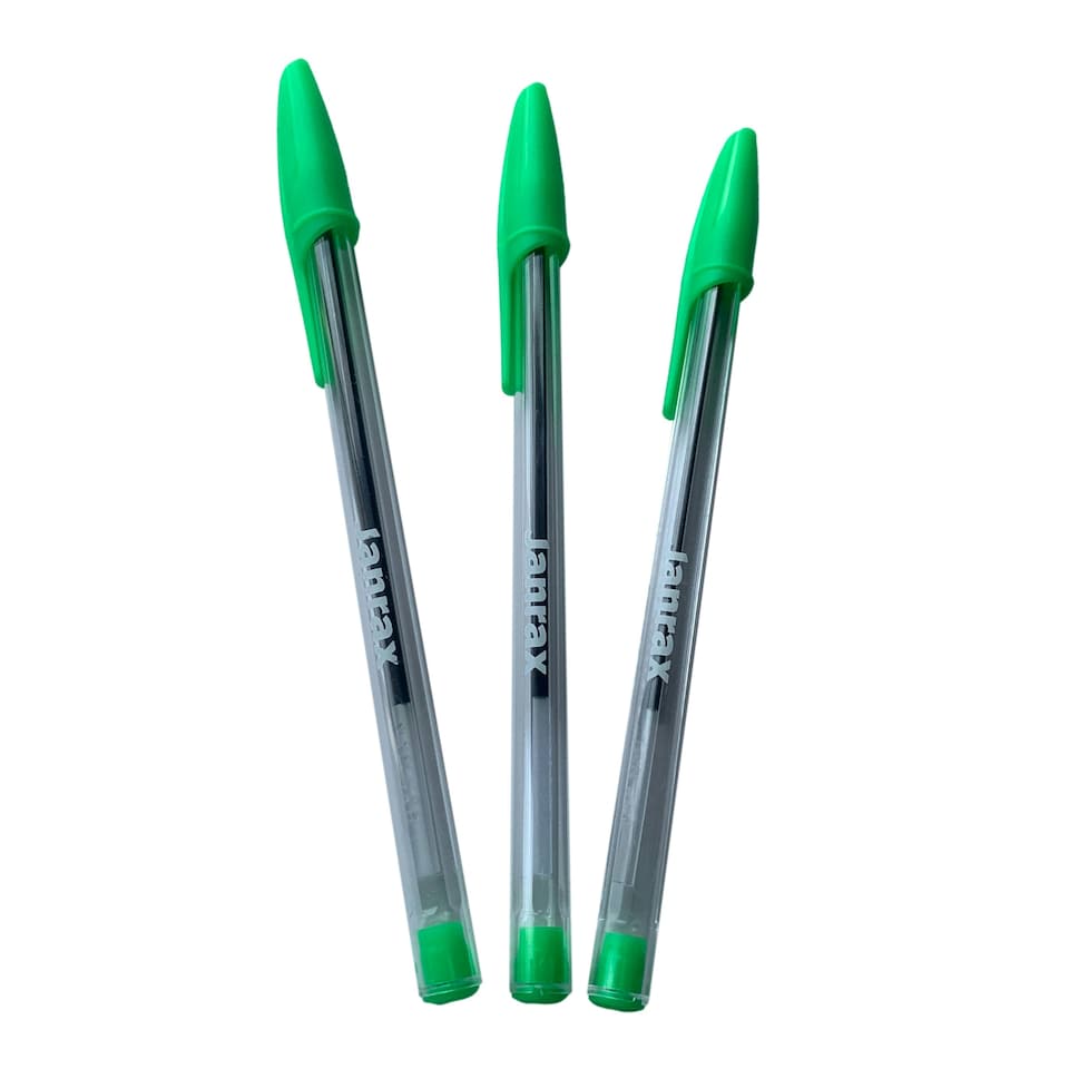 image 1 of Box of 50 Neon Green Ballpoint Pens Smooth Glide by Janrax