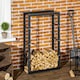 image 1 of HOMCOM Metal Firewood Log Holder Tall Firewood Rack Indoor Outdoor Fireplace Wood Storage Shelf with Side Rails, Rust-Resistant, Black, 60W x 25D x 100H cm