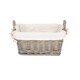 image 6 of Antique Wash Wicker Handled Lined Storage Basket White | White | L