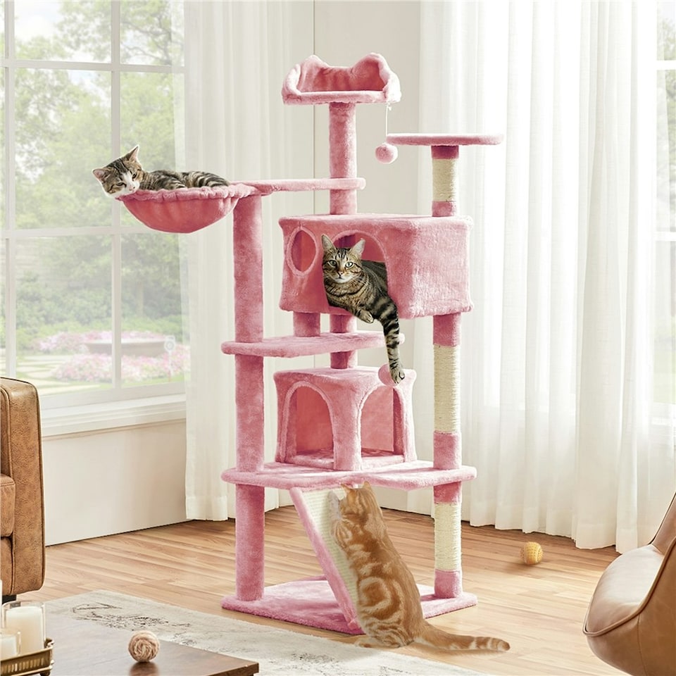 image 1 of Yaheetech 146 cm Multilevel Indoor Cat Tree Tower for Kittens Pink