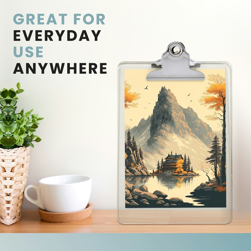 image 1 of Clear A5 Clipboard with Butterfly Clip with Ruled Side