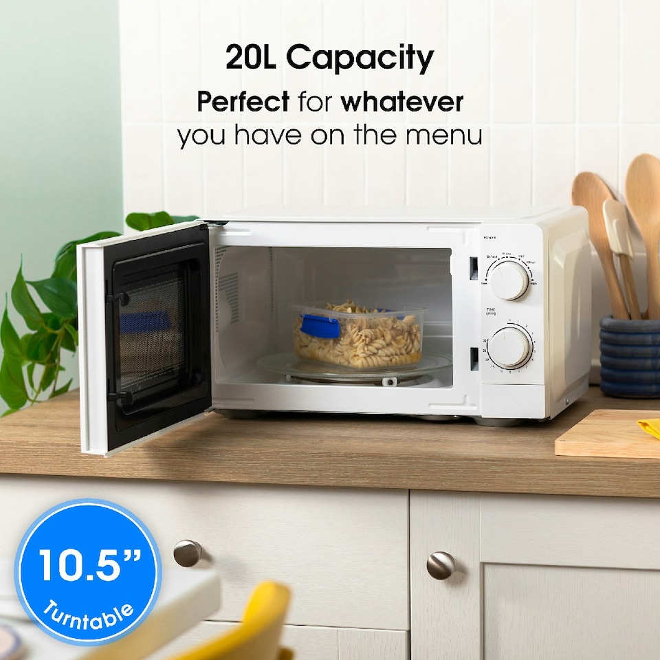 image 1 of Abode AMM2005 White Microwave 700W 20L Manual with 5 Power Levels & Defrost