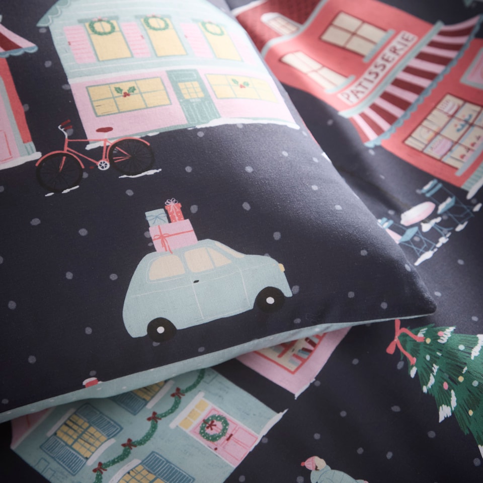 image 1 of Fusion Christmas Houses Duvet Cover Set Navy